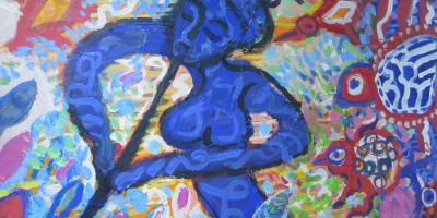 Tableau Art Rupestre d'Amin Chaouali, artiste plasticien tunisien de Carthage