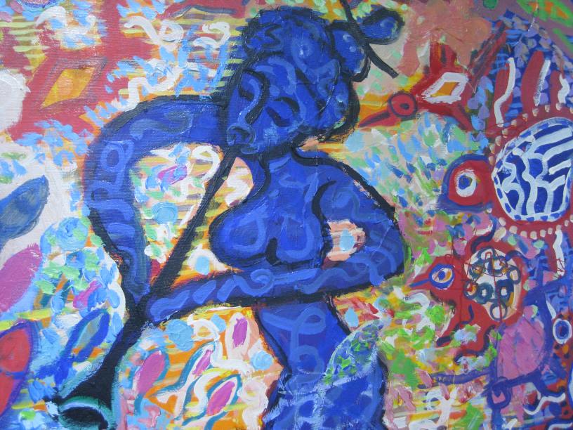 Tableau Art Rupestre d'Amin Chaouali, artiste plasticien tunisien de Carthage