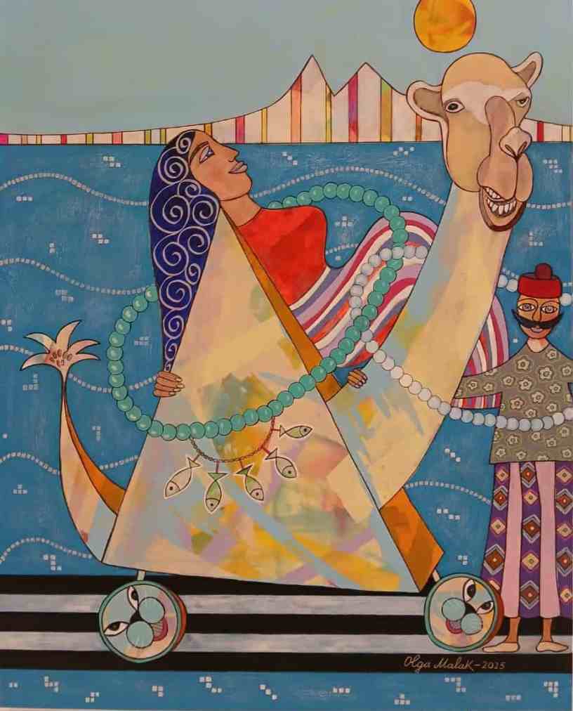 Découvrez 'Couple au Dromadaire' (2025) d’Olga Malakhova, une œuvre narrative tunisienne analysée par Jean-Baptiste Mesona. Une pièce majeure pour les amateurs d’art post-contemporain et de patrimoine méditerranéen. Disponible sur La Tunisie Autrement."
