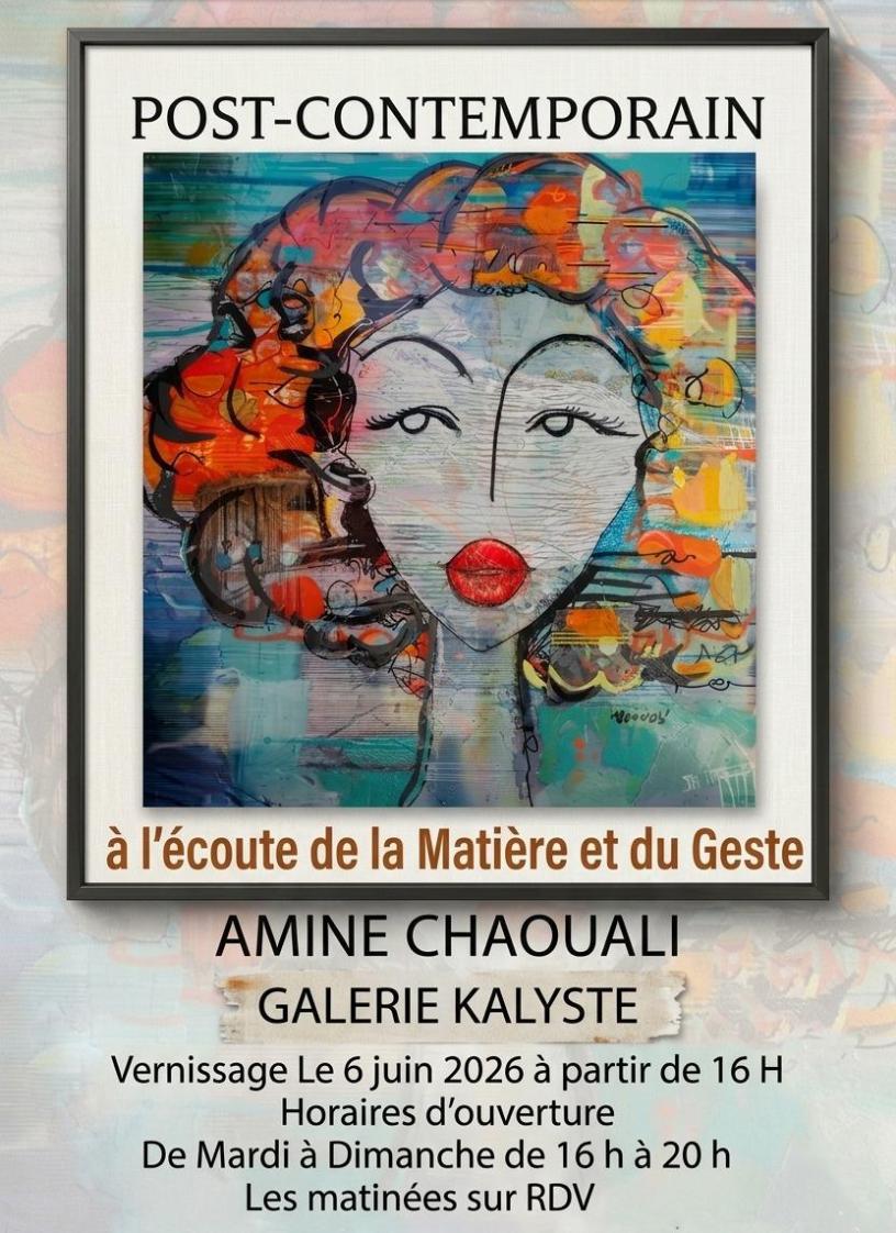 À La Soukra, le peintre tunisien Amin Chaouali expose « À l'écoute de la Matière et du Geste » du 6 au 30 juin 2026. Art post-contemporain à découvrir près de Tunis.